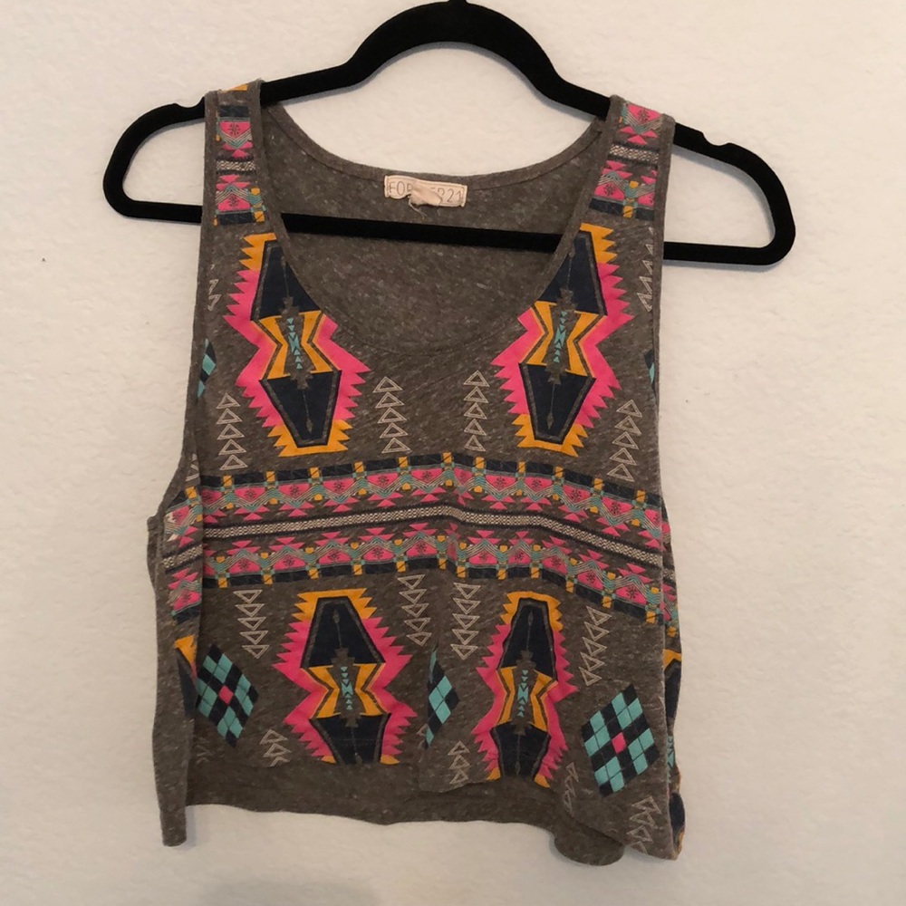 Forever 21 Aztec Gray crop Top